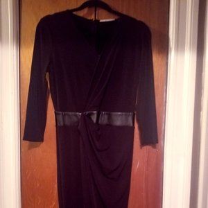 T Tahari Sheath Jersey Dress with Faux leather